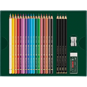 Set 17 Crayons de couleur Polychromos et 4 graphite Matt 2 accessoires Faber Castell