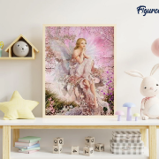 Broderie Diamant Jolie Fée Rose Toile complète roulée 40x50 Diamants carrés Figure d'Art