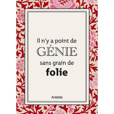 Carte postale Belles Citations Point de Génie sans Grain de Folie 15x21 cm Kiub