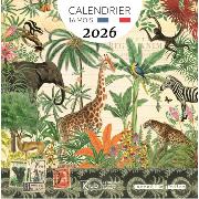 Calendrier mural 2026 Animaux Savane 12 illustrations Gwenaëlle Trolez 16 mois 30X30 cm Kiub