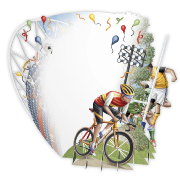 Carte 3D Les Sports Happy Birthday 16x16 Décor en relief avec enveloppe
