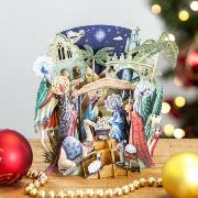 Carte Noël 3D Crèche de Noël Nativity 16x16 Décor en relief avec enveloppe