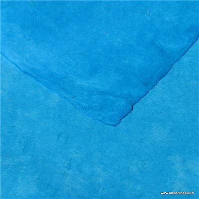 Papier népalais uni couleur Bleu Turquoise Feuille 50x75 cm  Lokta Fait-main