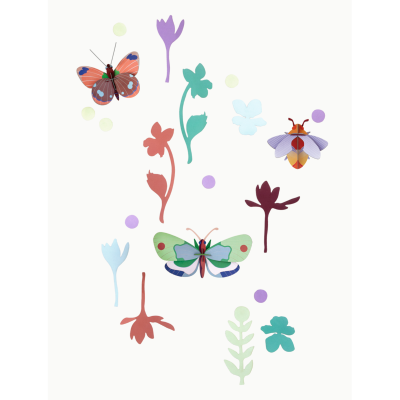 Mur de curiosités 3 Insectes Papillons et Feuilles Winged Medley Décoration murale 3D Studioroof