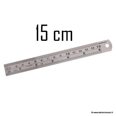 Réglet gradué inox 15 cm  avec graduation métrique et impériale