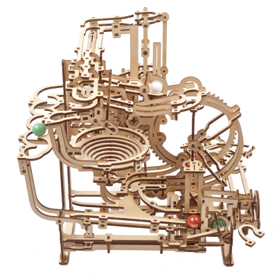 Ugears Maquette en bois Circuit à billes Palan avec Gradins 30cm 355 pièces 10 billes