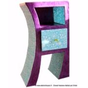 Chevet en carton Hasiane de Chloé - Décoration papier violet et bleu ciel