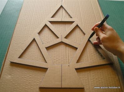 Tutoriel sapin en carton - dessin de la seconde forme