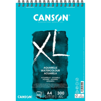 Album Canson XL Aquarelle A4 300g 30 feuilles 21x29,7cm Spirale Grain Fin