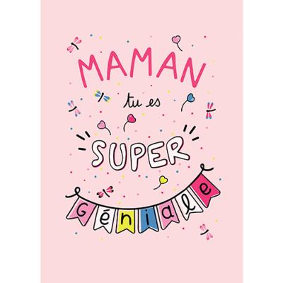 Carte postale Maman tu es Super Géniale 15x21 cm Kiub