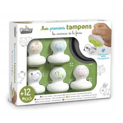 Coffret Premiers Tampons Animaux de la Ferme 5 tampons 12 mois Crealign