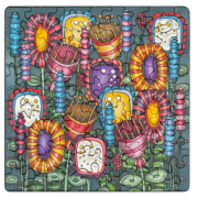 Mini-Puzzle Q Casse-tête Silver-1 Fleurs 72 pièces 12.5x12.5 cm Curiosi