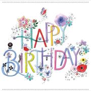 Carte double Anniversaire Happy Birthday Fleurs 16.5x16.5 cm Aerial Editor