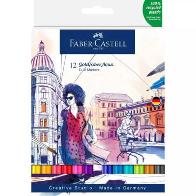 Feutres Aquarellables Double-pointe 12 Couleurs Goldfaber Aqua Dual Marker Faber Castell