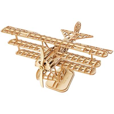 Maquette Bois Avion Triplan 21cm Puzzle 3D de 145 pièces