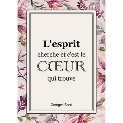 Carte postale Belles Citations l'Esprit Cherche le Coeur Trouve15x21 cm Kiub