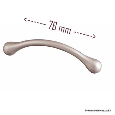 Poignée de meuble goutte aluminium 76 mm
