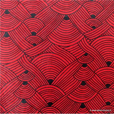 Papier népalais Lokta Foulard noué Rouge Feuille 50x75 cm