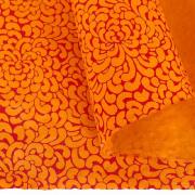 Papier Népalais Lokta Grosse fleur Kikou Orange Motif Rouge 50x75 cm
