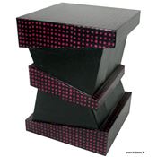 Tabouret en carton Halli - Dcoration papier lokta Noir Pois Roses