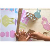 Kit créatif 6 lapins à fabriquer avec stickers pastels