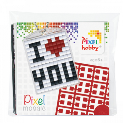 Kit Porte-Clés en Pixels I Love You à créer 3 x 4 cm Pixel Hobby