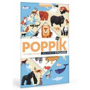 Poster Géant Découverte Animaux du Monde 76 Stickers 5à10 ans Poppik