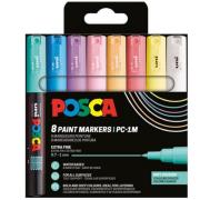 Set 8 Marqueurs Peinture Posca PC1M Couleurs douces Pointe conique très fine 0,7 à 1 mm