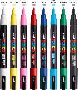 Set 8 Marqueurs Peinture Posca PC3M Couleurs basiques Pointe conique fine 0.9 à 1.3 mm