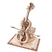 Kit Boîte à musique Violoncelle à fabriquer 23 cm Puzzle 3D Bois mécanique Magic Cello AMK63 199 pièces Rokr