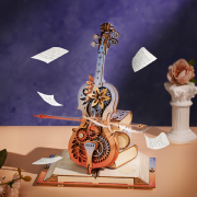 Kit Boîte à musique Violoncelle Coloré à fabriquer 23 cm Puzzle 3D Bois mécanique Magic Cello AMK63M 199 pièces Rokr