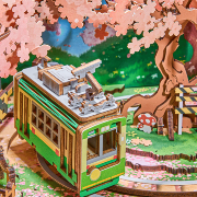 Kit Maquette 3D Puzzle Tram Téléviseur Rose Sakura Dreamy Tour 24x18x36 cm AMT02 Music Dreamer Rolife