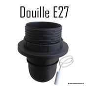 Douille électrique E27 noire avec interrupteur à tirette 60W