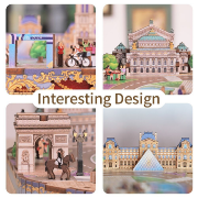 Kit Boîte à musique Paris Romantique 18 cm Puzzle 3D Bois mécanisme à manivelle 155 pièces Tonecheer