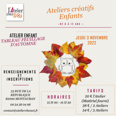 [Inscription] Atelier cratif enfant | Vacances D'Automne  Montauban | Tableau Feuillage d'Automne