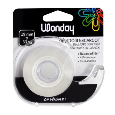 Dévidoir et Ruban adhésif transparent 19mmx33m Wonday