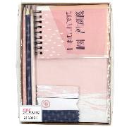 Set Papeterie Fantaisie Rose Carnets Notes et 3 crayons