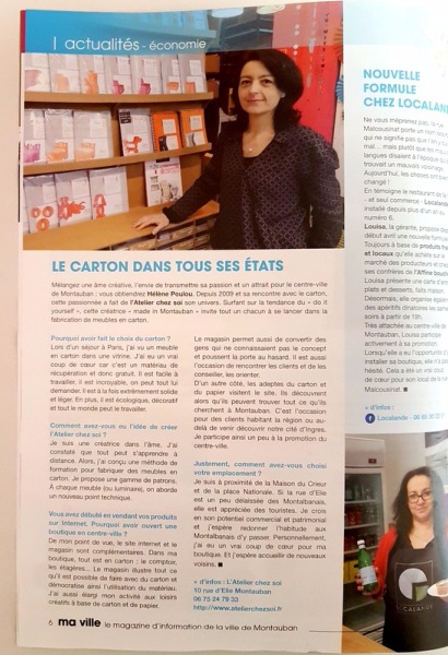 [Presse] L'Atelier Chez Soi dans le magazine Ma Ville de Montauban