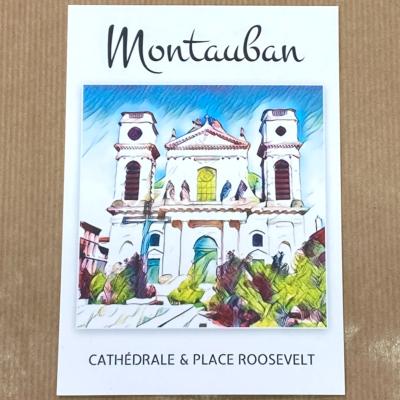Carte postale Montauban Cathédrale et Place Roosevelt 10.5x14.8cm Collection 2 Hélidée