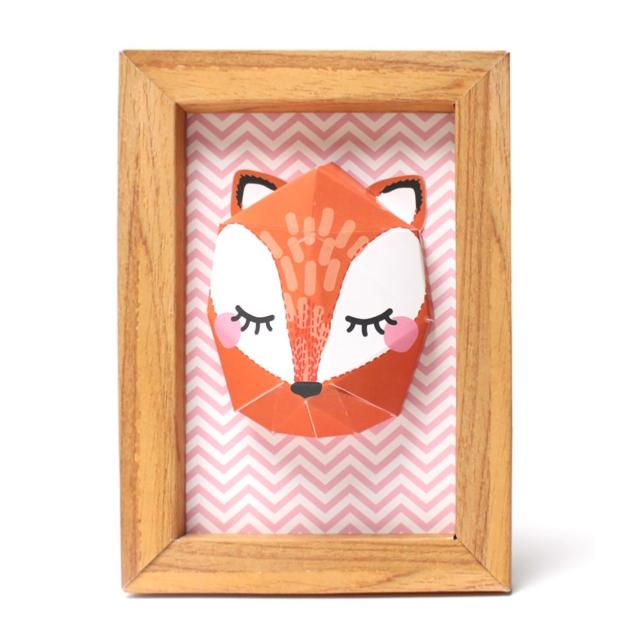 Kit De Fabrication Petit Trophée Renard Dans Un Cadre 26x18 Cm Agent Paper