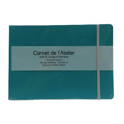 Carnet Souple Elastiqué Bleu Vert 14x20cm 160 pages vélin 90g L'Atelier du Papier