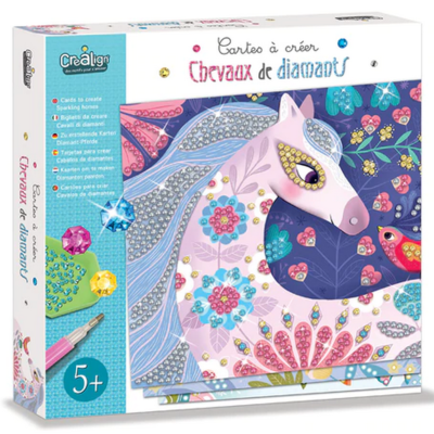 Coffret Cartes à créer Chevaux de Diamants 3 Cartes et Chevalet Crealign