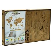 Carte du monde 2D en Bois Foncé Taille M 70x100 cm Creatif Wood