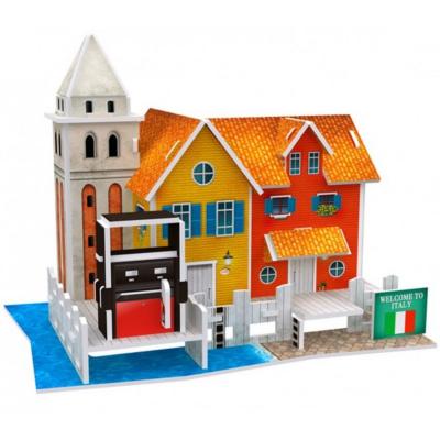 Maquette Maison d'Italie Sur le Quai  en Carton Mousse 19 pièces 16x11x11 cm