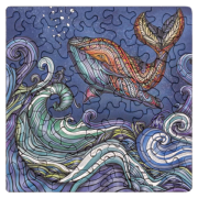 Mini-Puzzle Q Casse-tête Silver-3 Baleine 72 pièces 12.5x12.5 cm Curiosi