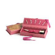 Set Calligraphie Bordeaux Porte-Plume Bois et métal décoré 6 plumes et Encre Dallaiti