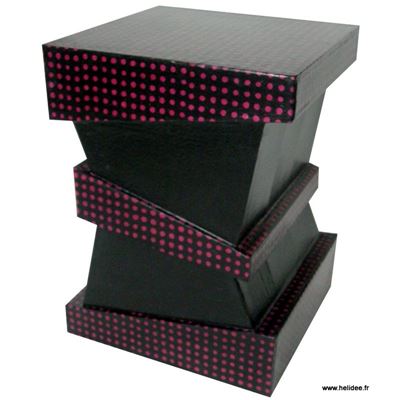 Tabouret en carton Halli - Dcoration papier lokta Noir Pois Roses