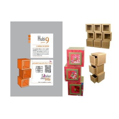 Patron de meuble en carton - Module rangement en carton Hubi Grand