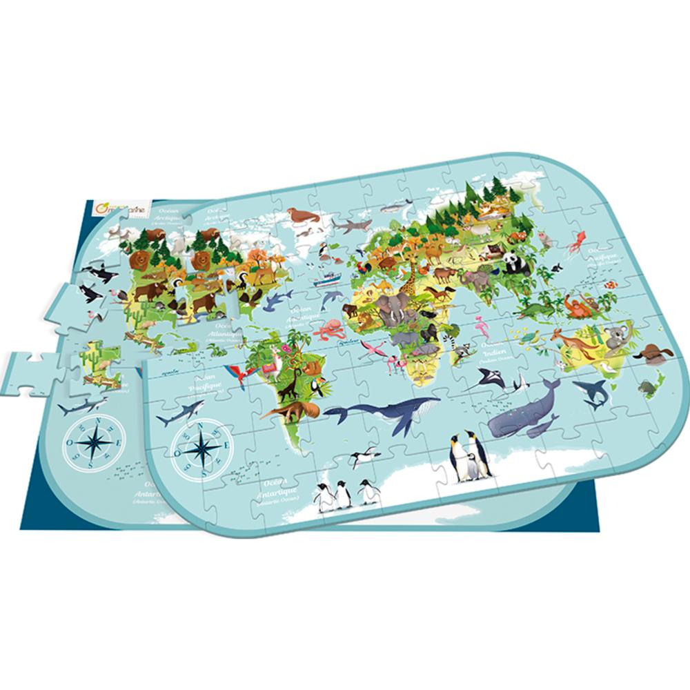 Puzzle Carte Du Monde Planisphère 76 Pièces 56x40 Cm Avenue Mandarine