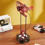 Maquette Bois Pendule Avion Rouge Puzzle 3D à Balancier Capitaine Sky Rokr
